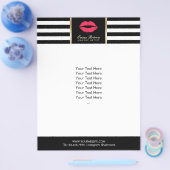 Makeup Artist Red Lips Modern Stripes Salon Flyer (Enkel)