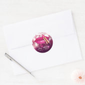 Makeup Artist Red Lips Roze Glitter Sparking Ronde Sticker (Envelop)