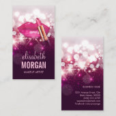 Makeup Artist Red Lips Roze Glitter Sparking Visitekaartje (Voorkant / Achterkant)