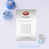 Makeup Artist Red Lips Silver Glitter Beauty Salon Flyer (Enkel)