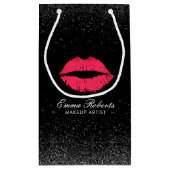 Makeup Artist Red Lips Trendy Black Glitter Salon Klein Cadeauzakje (Achterkant)