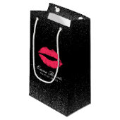 Makeup Artist Red Lips Trendy Black Glitter Salon Klein Cadeauzakje (Voorkant Gekanteld)