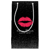 Makeup Artist Red Lips Trendy Black Glitter Salon Klein Cadeauzakje (Voorkant)