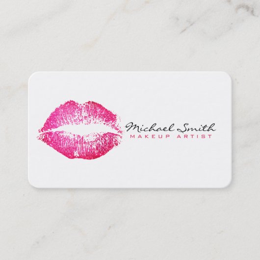 Makeup Artist Red Lips Visitekaartje (Voorkant)