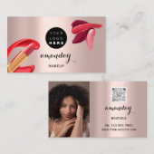 Makeup Artist Red Lipstick, aangepaste foto QR-cod Visitekaartje (Voorkant / Achterkant)