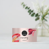 Makeup Artist Red Lipstick, aangepaste foto QR-cod Visitekaartje (Staand voorkant)