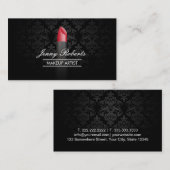 Makeup Artist Red Lipstick Elegant Damask Visitekaartje (Voorkant / Achterkant)