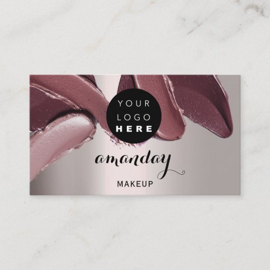 Makeup Artist Red Lipstick Foto QR Code Blush Visitekaartje (Voorkant)