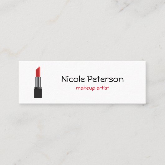 Makeup Artist Red Lipstick Mini Visitekaartje (Voorkant)