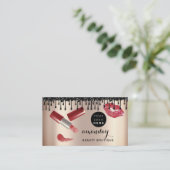 Makeup Artist Red Lipstick Roos Foto QR Logo Visitekaartje (Staand voorkant)