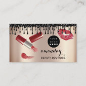 Makeup Artist Red Lipstick Roos Foto QR Logo Visitekaartje (Voorkant)