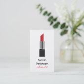 Makeup Artist Red Lipstick Visitekaartje (Staand voorkant)