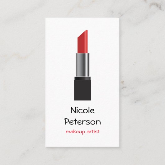 Makeup Artist Red Lipstick Visitekaartje (Voorkant)