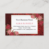 Makeup Artist - Rode glitter en Floral design Klantenkaartje (Achterkant)