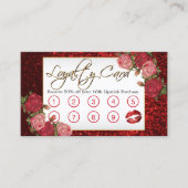 Makeup Artist - Rode glitter en Floral design Klantenkaartje (Voorkant)
