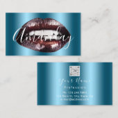 Makeup Artist Roos Blauwgroen Licht QR Code Logo Visitekaartje (Voorkant / Achterkant)