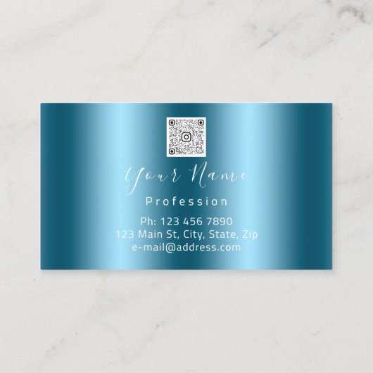 Makeup Artist Roos Blauwgroen Licht QR Code Logo Visitekaartje (Achterkant)