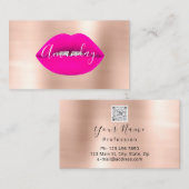 Makeup Artist Roos Blush Lips Logo QR Code Logo Visitekaartje (Voorkant / Achterkant)