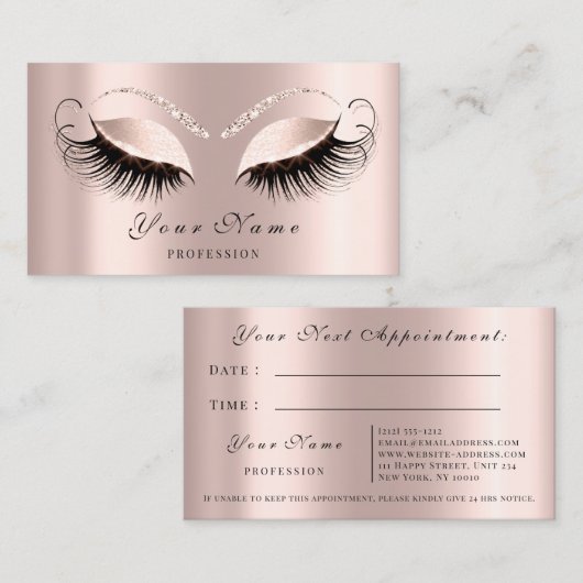 Makeup Artist Roos Eyelashes Appointment Card Afsprakenkaartje (Voorkant / Achterkant)