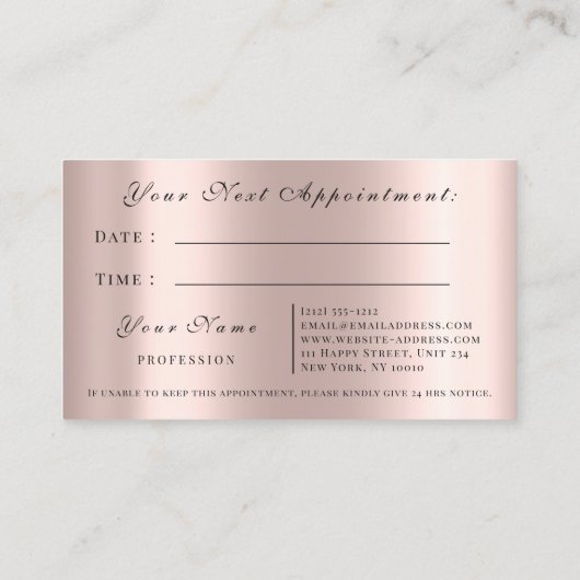 Makeup Artist Roos Eyelashes Appointment Card Afsprakenkaartje (Achterkant)