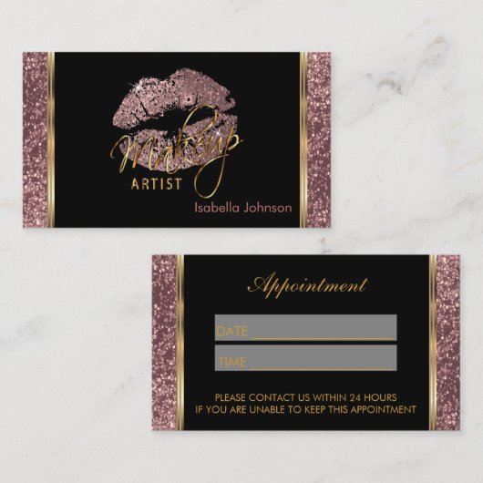 Makeup Artist Roos Glitter Appointment Afsprakenkaartje (Voorkant / Achterkant)