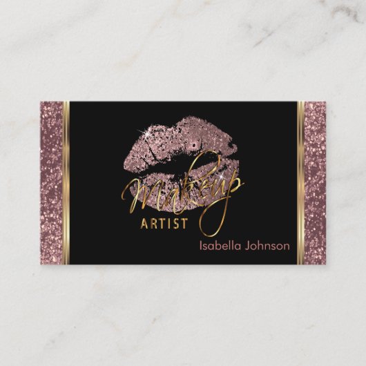 Makeup Artist Roos Glitter Appointment Afsprakenkaartje (Voorkant)