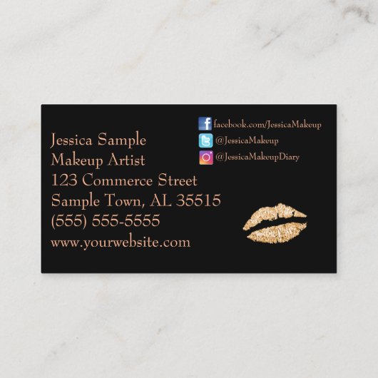 Makeup Artist Roos Gold Beauty Lips Visitekaartje (Achterkant)