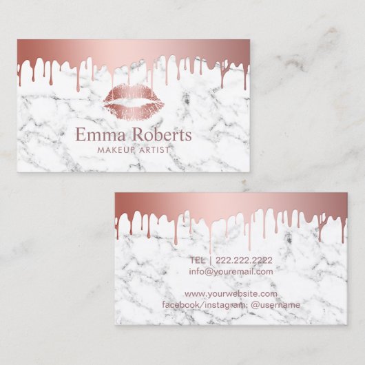 Makeup Artist Roos Gold drijft marmer Beauty Salon Visitekaartje (Voorkant / Achterkant)