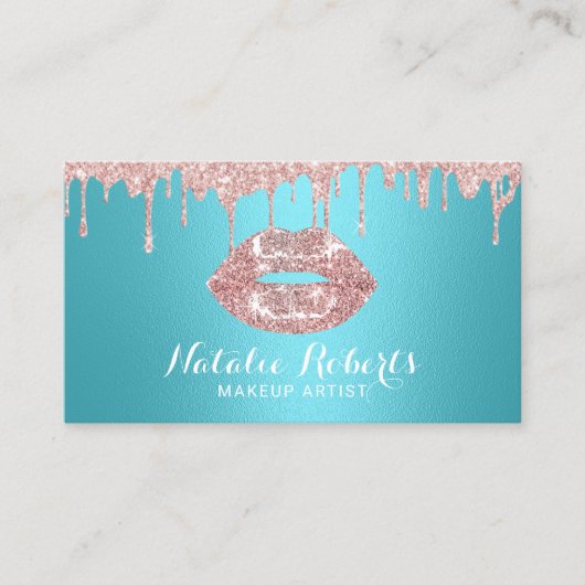 Makeup Artist Roos Gold Drives Lips Turquoise Salo Visitekaartje (Voorkant)