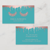 Makeup Artist Roos Gold Driving Eyelash Turquoise Visitekaartje (Voorkant / Achterkant)