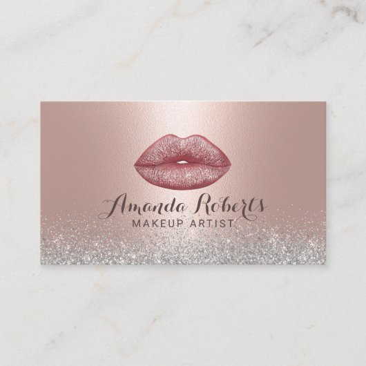 Makeup Artist Roos Gold Glam Lips Silver Glitter Visitekaartje (Voorkant)