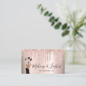 Makeup Artist Roos Gold Glitter Drip Beauty Salon Visitekaartje (Staand voorkant)