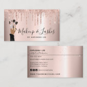 Makeup Artist Roos Gold Glitter Drip Beauty Salon Visitekaartje (Voorkant / Achterkant)