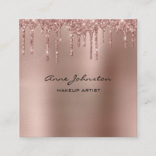 Makeup Artist Roos Gold Glitter en Sparkle Vierkante Visitekaartje