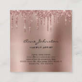 Makeup Artist Roos Gold Glitter en Sparkle Vierkante Visitekaartje (Achterkant)