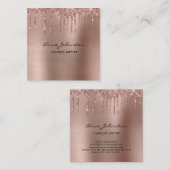 Makeup Artist Roos Gold Glitter en Sparkle Vierkante Visitekaartje (Voorkant / Achterkant)
