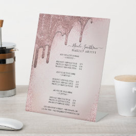 Makeup Artist Roos Gold Glitter Glam Service List Reclamebord Met Voetstuk