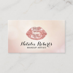 Makeup Artist Roos Gold Glitter Lips Beauty Salon Visitekaartje