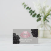 Makeup Artist Roos Gold Glitter Lips Black Floral Visitekaartje (Staand voorkant)