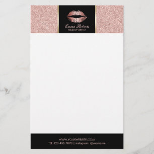 Makeup Artist Roos Gold Glitter Lips Moderne Salon Briefpapier