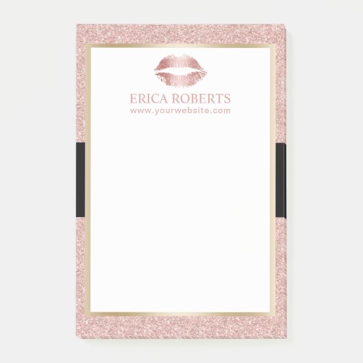 Makeup Artist Roos Gold Glitter Lips Moderne Salon Post-it® Notes (Voorkant)