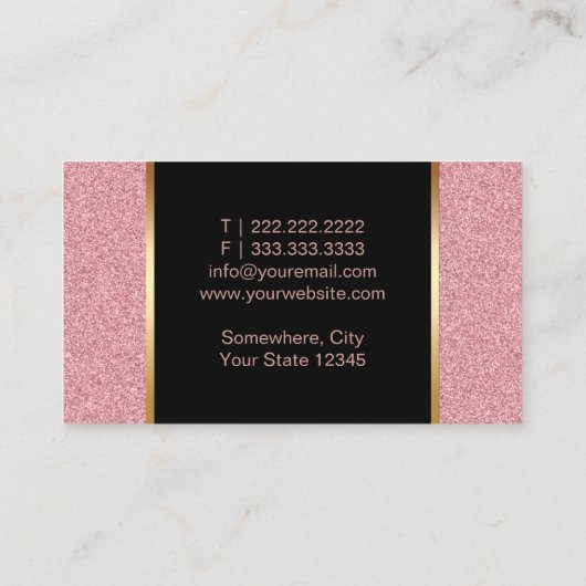 Makeup Artist Roos Gold Glitter Lips Moderne Salon Visitekaartje (Achterkant)