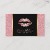 Makeup Artist Roos Gold Glitter Lips Moderne Salon Visitekaartje (Voorkant)