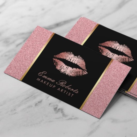 Makeup Artist Roos Gold Glitter Lips Moderne Salon Visitekaartje