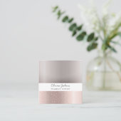 Makeup Artist Roos Gold Grey Girly Vierkante Visitekaartje (Staand voorkant)