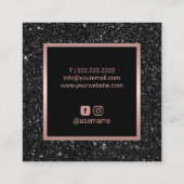 Makeup Artist Roos Gold Lips Black Glitter Salon Vierkante Visitekaartje (Achterkant)
