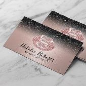 Makeup Artist Roos Gold Lips Black Glitter Salon Visitekaartje