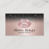 Makeup Artist Roos Gold Lips Black Glitter Salon Visitekaartje (Voorkant)