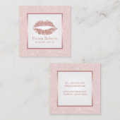 Makeup Artist Roos Gold Lips Blush Pink Glitter Vierkante Visitekaartje (Voorkant / Achterkant)