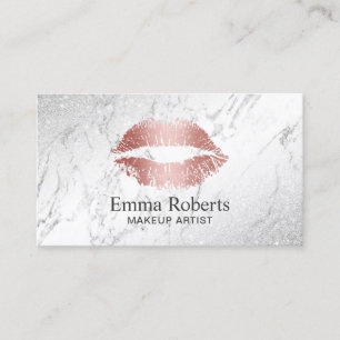 Makeup Artist Roos Gold Lips Elegant Marble Salon Visitekaartje